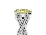 White gold Fancy Yellow Pear Cut Cut Diamond Twisted Band with Milgrain Pave Setting and Four-Prong Setting_5