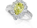 White gold Fancy Yellow Pear Cut Cut Halo Diamond Pavé Engagement Ring with Milgrain Detailing_13