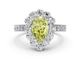 White gold Fancy Yellow Pear Cut Cut Halo Diamond Pavé Engagement Ring with Milgrain Detailing_24