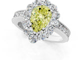 White gold Fancy Yellow Pear Cut Cut Halo Diamond Pavé Engagement Ring with Milgrain Detailing_25