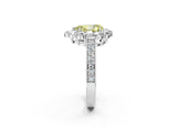 White gold Fancy Yellow Pear Cut Cut Halo Diamond Pavé Engagement Ring with Milgrain Detailing_26