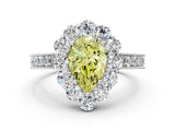 White gold Fancy Yellow Pear Cut Cut Halo Diamond Pavé Engagement Ring with Milgrain Detailing_48