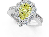 White gold Fancy Yellow Pear Cut Cut Halo Diamond Pavé Engagement Ring with Milgrain Detailing_49