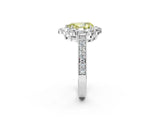 White gold Fancy Yellow Pear Cut Cut Halo Diamond Pavé Engagement Ring with Milgrain Detailing_50