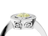 White gold Fancy Yellow Pear Cut Cut Halo Pavé Diamond Ring_4