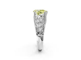 White gold Fancy Yellow Pear Cut Cut Milgrain Pave Diamond Engagement Ring with Four-Prong Setting_5