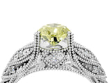 White gold Fancy Yellow Pear Cut Cut Milgrain Pave Diamond Engagement Ring with Four-Prong Setting_7