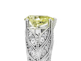 White gold Fancy Yellow Pear Cut Cut Milgrain Pave Diamond Engagement Ring with Four-Prong Setting_8