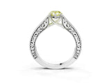 White gold Fancy Yellow Pear Cut Cut Pave Band Milgrain Solitaire Ring_21