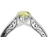 White gold Fancy Yellow Pear Cut Cut Pave Band Milgrain Solitaire Ring_22