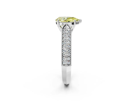 White gold Fancy Yellow Pear Cut Cut Pave Split Shank Engagement Ring with Four-Prong Setting_14