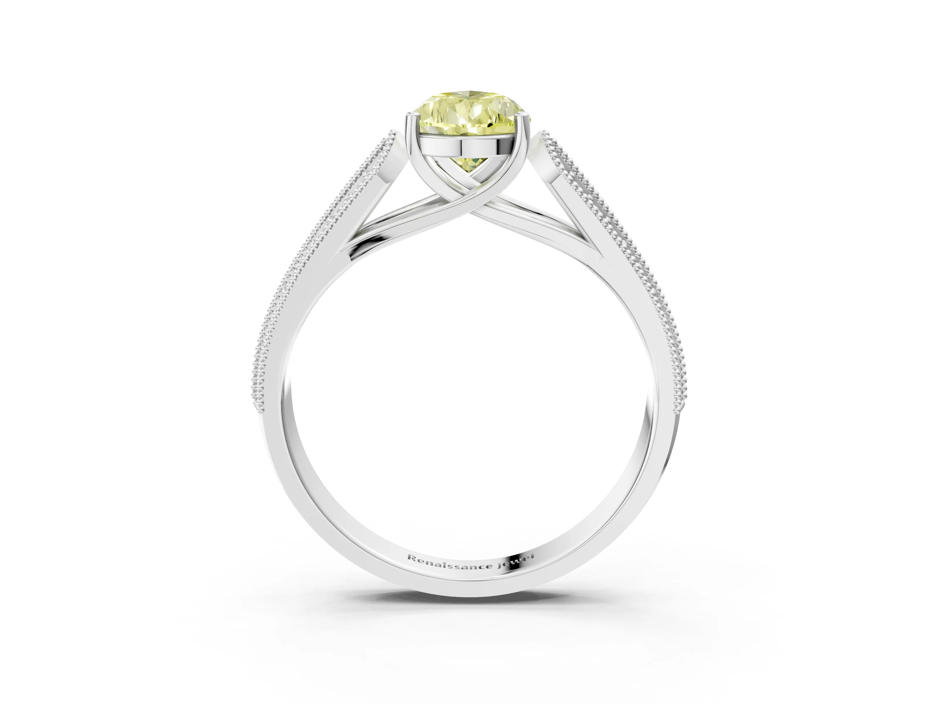 White gold Fancy Yellow Pear Cut Cut Pave Split Shank Engagement Ring with Four-Prong Setting_15