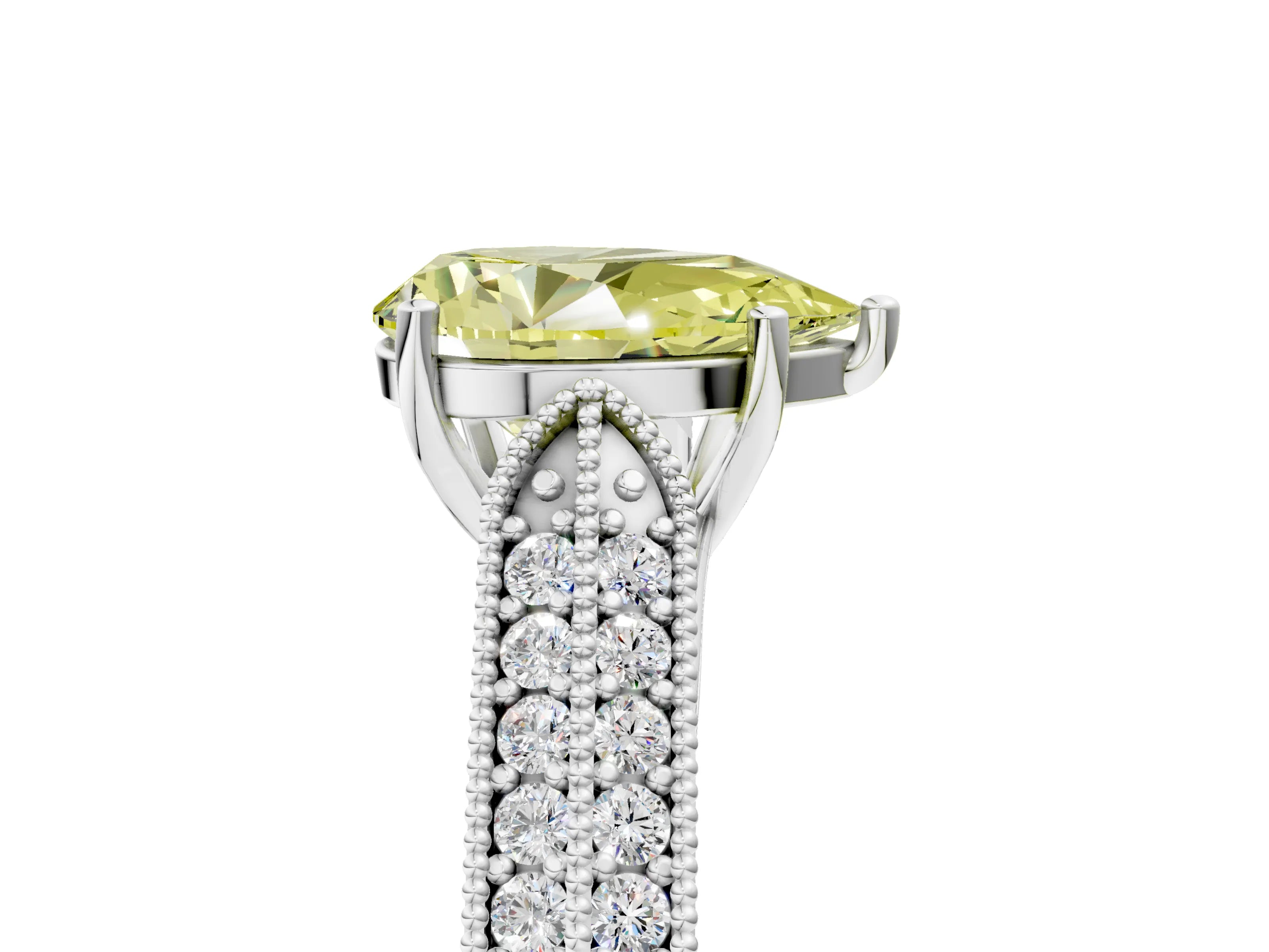 White gold Fancy Yellow Pear Cut Cut Pave Split Shank Engagement Ring with Four-Prong Setting_17