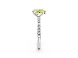 White gold Fancy Yellow Pear Cut Diamond Brilliant Solitaire Ring with Pavé Band and Four-Prong Setting_14