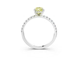 White gold Fancy Yellow Pear Cut Diamond Brilliant Solitaire Ring with Pavé Band and Four-Prong Setting_15