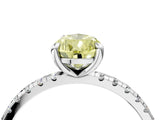 White gold Fancy Yellow Pear Cut Diamond Brilliant Solitaire Ring with Pavé Band and Four-Prong Setting_16