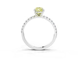 White gold Fancy Yellow Pear Cut Diamond Brilliant Solitaire Ring with Pavé Band and Four-Prong Setting_27