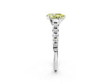 White gold Fancy Yellow Pear Cut Diamond Cathedral Solitaire Ring with Round  Pavé Band_229