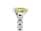 White gold Fancy Yellow Pear Cut Diamond Cathedral Solitaire Ring with Round  Pavé Band_232