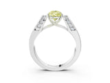 White gold Fancy Yellow Pear Cut Diamond Channel Set Solitaire Ring with Four-Prong Setting_16