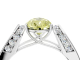 White gold Fancy Yellow Pear Cut Diamond Channel Set Solitaire Ring with Four-Prong Setting_17