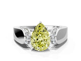 White gold Fancy Yellow Pear Cut Diamond Channel Set Solitaire Ring with Four-Prong Setting_26