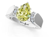 White gold Fancy Yellow Pear Cut Diamond Channel Set Solitaire Ring with Four-Prong Setting_27