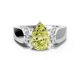 White gold Fancy Yellow Pear Cut Diamond Channel Set Solitaire Ring with Four-Prong Setting_38