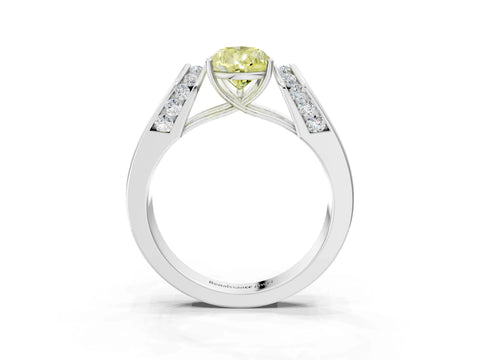 White gold Fancy Yellow Pear Cut Diamond Channel Set Solitaire Ring with Four-Prong Setting_41