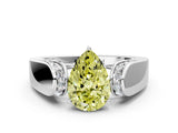 White gold Fancy Yellow Pear Cut Diamond Channel Set Solitaire Ring with Four-Prong Setting_50