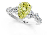 White gold Fancy Yellow Pear Cut Diamond Cluster Pavé Band with Four-Prong Setting_13