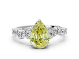 White gold Fancy Yellow Pear Cut Diamond Cluster Pavé Band with Four-Prong Setting_13