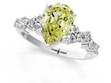 White gold Fancy Yellow Pear Cut Diamond Cluster Pavé Band with Four-Prong Setting_14