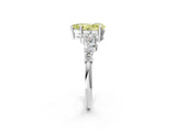 White gold Fancy Yellow Pear Cut Diamond Cluster Pavé Band with Four-Prong Setting_15