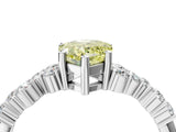 White gold Fancy Yellow Pear Cut Diamond Cluster Pavé Band with Four-Prong Setting_17