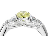 White gold Fancy Yellow Pear  Cut Diamond Cluster Ring with Round Accent Stones and Prong Setting on a Classic Band_36