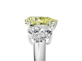 White gold Fancy Yellow Pear  Cut Diamond Cluster Ring with Round Accent Stones and Prong Setting on a Classic Band_37
