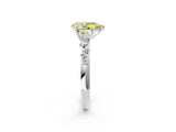 White gold Fancy Yellow Pear Cut Diamond Cluster Side Stone Solitaire Ring with Prong Setting_110