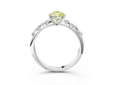 White gold Fancy Yellow Pear Cut Diamond Cluster Side Stone Solitaire Ring with Prong Setting_111