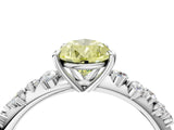 White gold Fancy Yellow Pear Cut Diamond Cluster Side Stone Solitaire Ring with Prong Setting_112