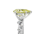 White gold Fancy Yellow Pear Cut Diamond Cluster Side Stone Solitaire Ring with Prong Setting_113