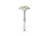 White gold Fancy Yellow Pear Cut Diamond Cushion Halo Ring with Pavé Band_2