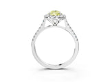 White gold Fancy Yellow Pear Cut Diamond Cushion Halo Ring with Pavé Band_3