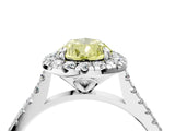 White gold Fancy Yellow Pear Cut Diamond Cushion Halo Ring with Pavé Band_4