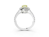 White gold Fancy Yellow Pear Cut Diamond Double Halo Ring with Pavé Band and Prong Setting_133