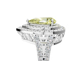 White gold Fancy Yellow Pear Cut Diamond Double Halo Ring with Pavé Band and Prong Setting_135