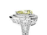 White gold Fancy Yellow Pear Cut Diamond Double Halo Ring with Pavé Band and Prong Setting_141