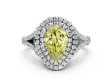 White gold Fancy Yellow Pear Cut Diamond Double Halo Ring with Split Shank and Prong Setting_27