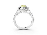 White gold Fancy Yellow Pear Cut Diamond Double Halo Ring with Split Shank and Prong Setting_30
