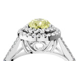 White gold Fancy Yellow Pear Cut Diamond Double Halo Ring with Split Shank and Prong Setting_31